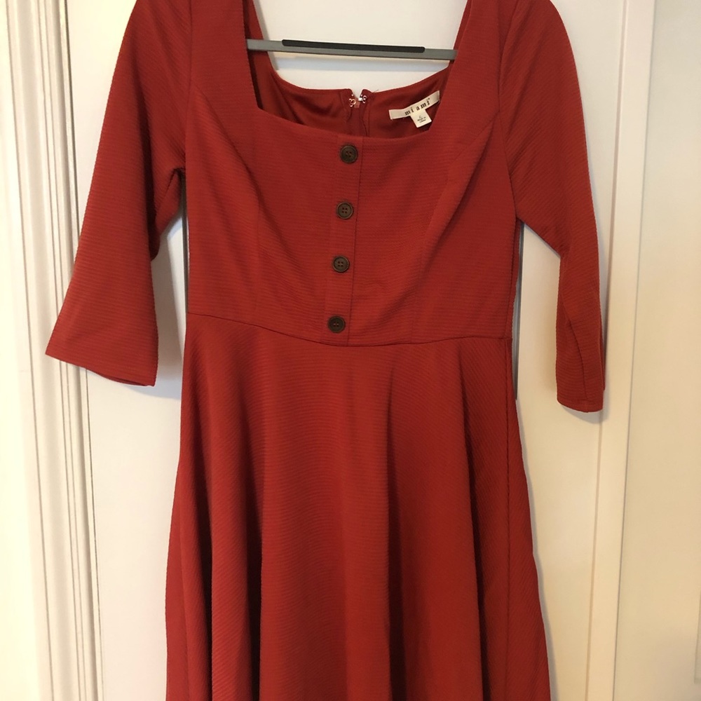 NWT mid length flare dress in burnt orange